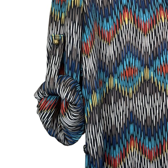 Tahari ASL Levine Abstract Chevron Tab Sleeve Cocktail Dress Multicolor Size 8 - Picture 5 of 10
